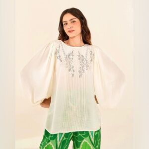 NWT Farm Rio Off White Lace Blouse